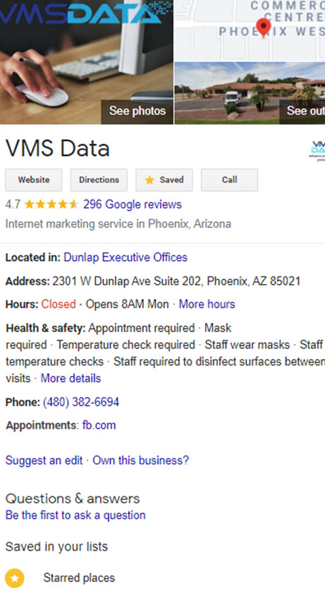 VMS Data, LLC.Google Listing Management Image